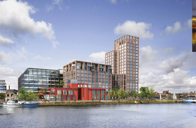 A rendering of the mixed use waterfront development currently underway in Dublin. Image credit: Kennedy Wilson CapitalDocks.IE