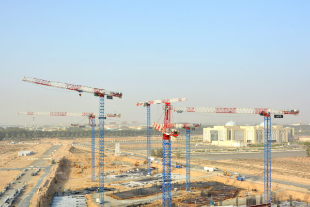 Seven Raimondi tower cranes at work for the Middle East’s premier student accommodation complex